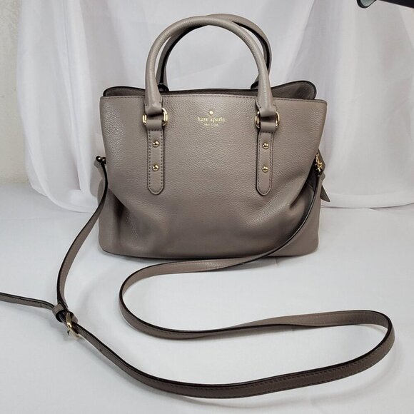 Kate Spade New York Taupe Evangelie Larchmont Satchel Leather Crossbody/Handbag - Picture 1 of 16